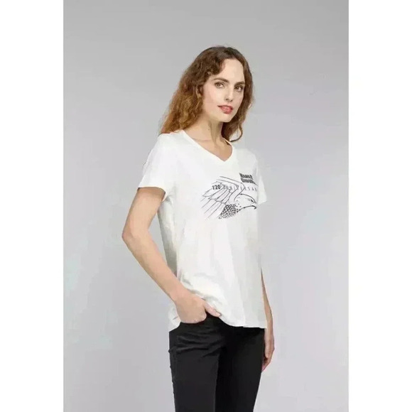 Harley Davidson 120th Anniversary Womens Size XL V-Neck T-Shirt White SS Cotton - Picture 3 of 8